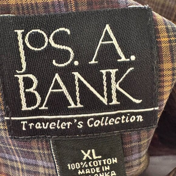 Lot of 2 Jos A Bank Mens Blue Plaid Traveler's Collection Cotton Dress Shirt XL - Picture 4 of 4